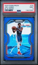 Joel Embiid 2020 Panini Prizm Blue Color Match SP /199 PSA 9 #141 76ers
