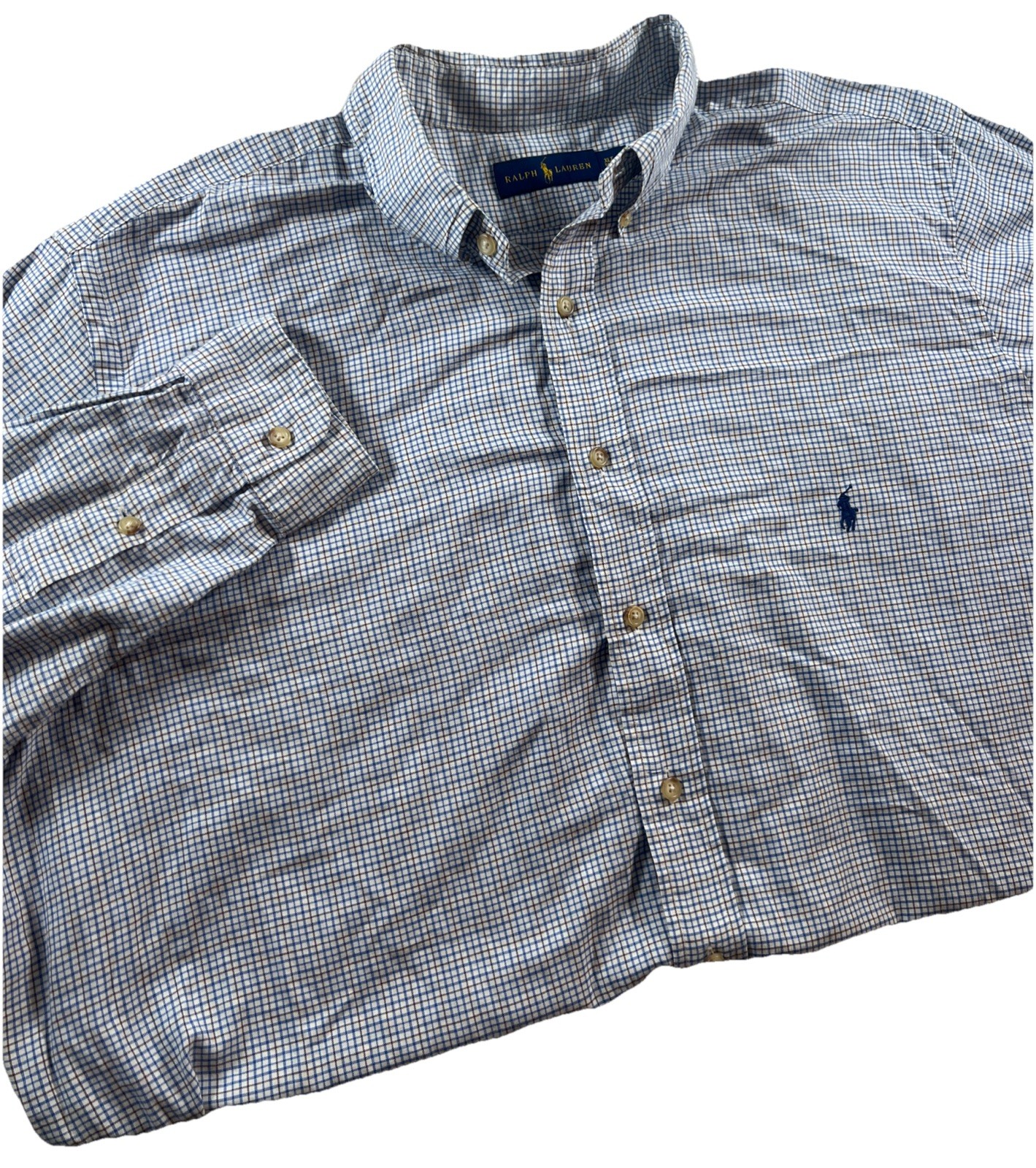 Blue Plaid Polo Ralph Lauren Shirt Mens XLT | XL Tall | Button Up Long Sleeve