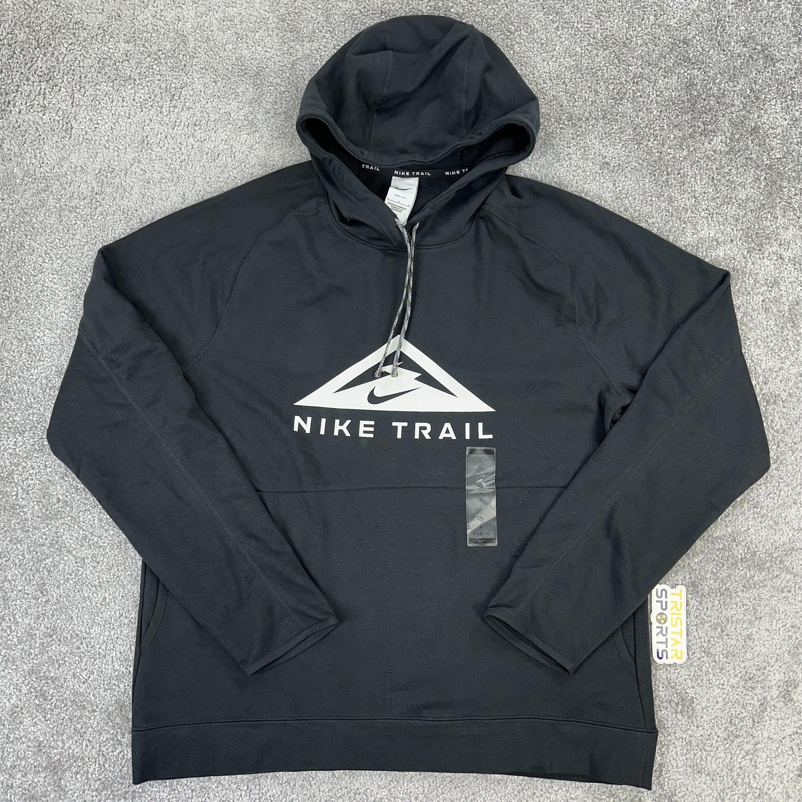 Sudadera con Capucha Nike Trail Para Hombre Grande Negra Dri-FIT Pullover para Correr Canguro DV9324-010