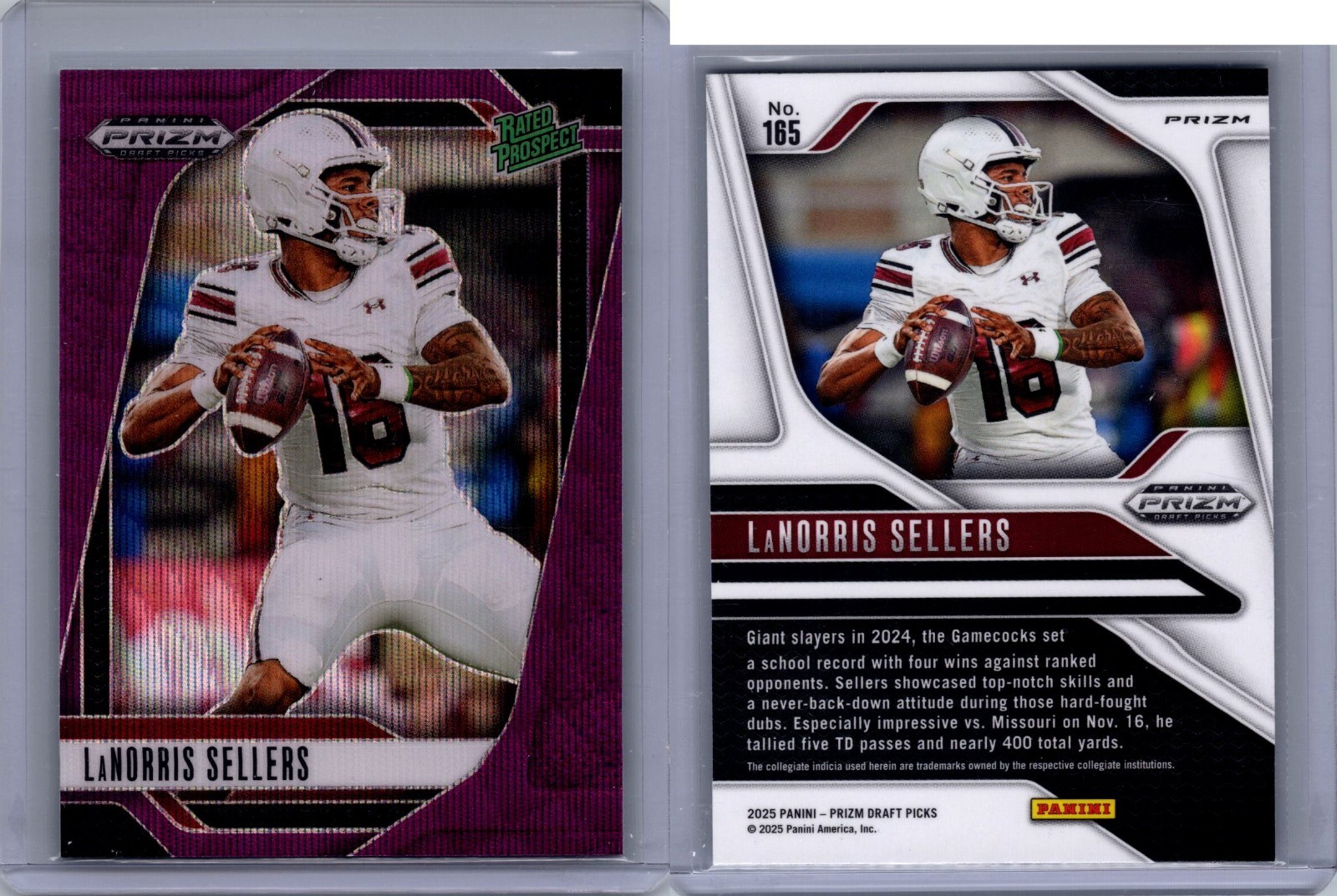 2025 Panini Prizm Draft Picks - LaNorris Sellers #165 Purple Wave Prizm (RC)