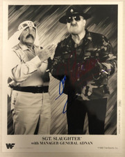 WWF SGT Slaughter W/General Adnan AUTOGRAPHED PROMO 8X10