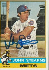 JOHN STEARNS  NEW YORK METS  SIGNED 1976 TOPPS CARD #633