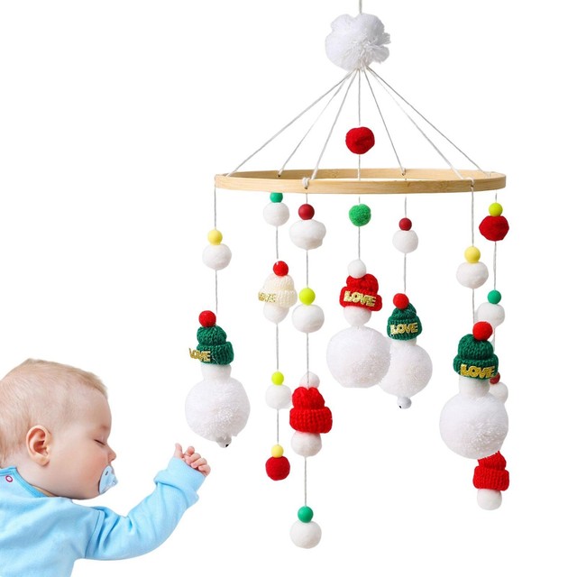 Christmas Crib Rattle Snowman Plush Toy With Bells Soft Hanging Toy For Baby Bed Christmas Crib Rattle Snowman Plush Toy With Bells Soft Hanging Toy For Baby Bed