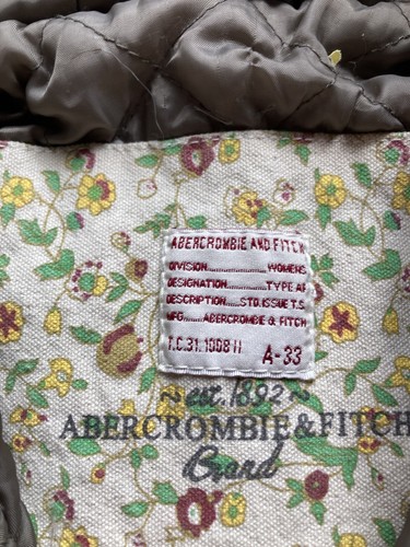 VTG Y2K Abercrombie & Fitch Military Jacket Womens Medium Olive Green Faux Fur - Picture 5 of 10