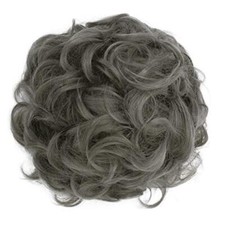 Big Hairpiece Scrunchy Updo Bridal Hairstyle curly Messy ash gray 171 G27E