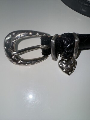 Brighton navy blue pebbled leather belt sz 30 M #B10483 