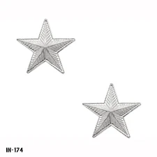 PAIR Brigadier General ~  1 Star Rank Pins ~ Bullion Look ~ Silver Tone ~ Gemsco