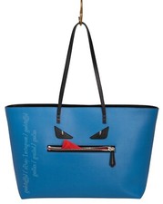 FENDI Vitello Elite Buggies Monster Medium Roll Tote in Royal Blue