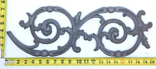 Vintage Pediment Cast Iron Scroll Curve Spiral Wall Decor Art Panel 20" x 7" SI