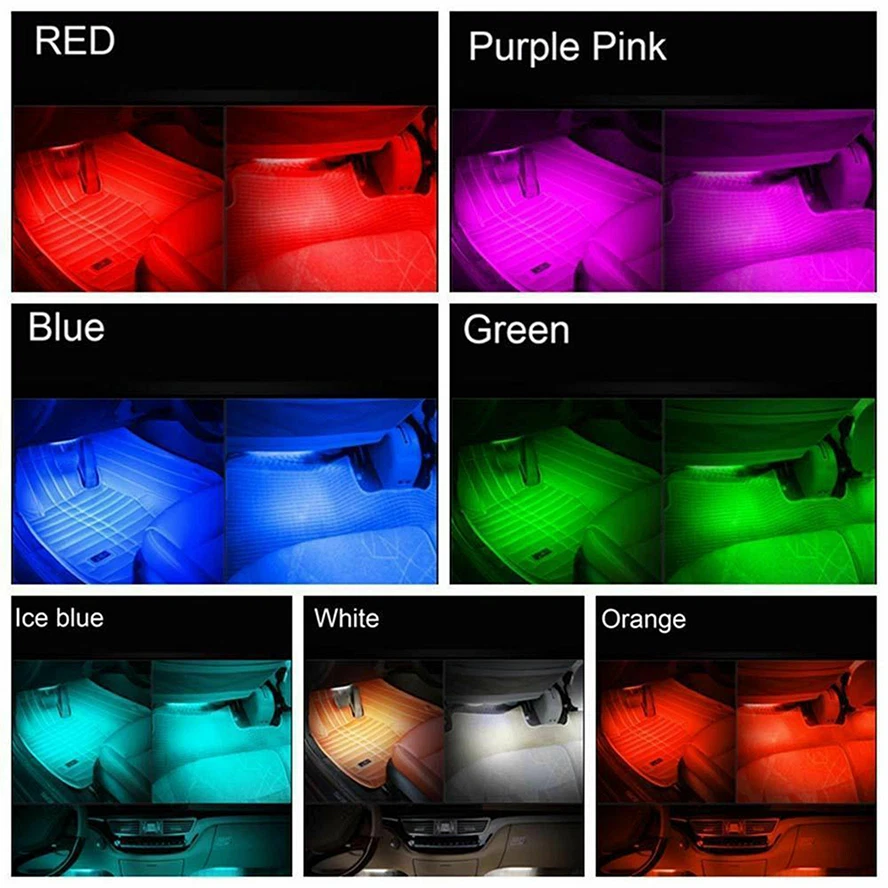 Under Dash Footwell LED Interior Light Kit for All Cars Accent Light Glow Neon - Image 2 of 4