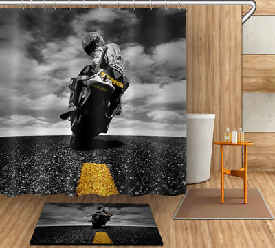 Vintage Motorcycle Waterproof Polyester Fabric Shower Curtain Liner Bathroom Mat Vintage Motorcycle Waterproof Polyester Fabric Shower Curtain Liner Bathroom Mat