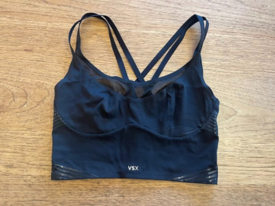 Victoria's Secret Black SMALL VSX Elevate Refined Contours Longline Sport Bra