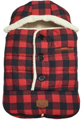 BUNDLE ME Baby Car Seat/Stroller Liner Fleece Shell Hood Red Plaid NEW