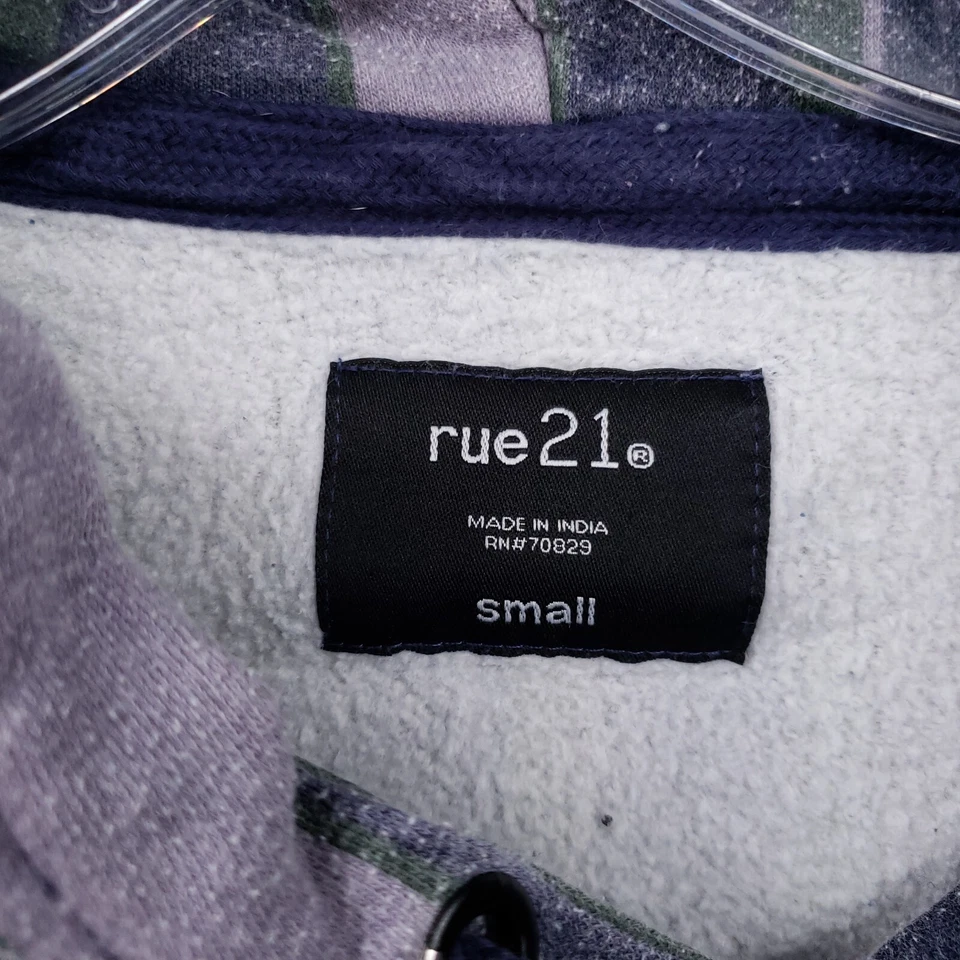 Rue21 Hoodie Womens S Small Purple Pullover Los Angeles Striped Hooded — 第 3/4 张图片