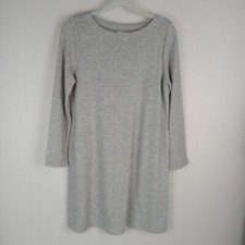 J JIll Wide Ribbed Knit Chunky Sweater Dress Size S Heather Gray Pockets 219611