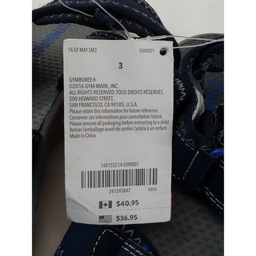 NWT New Gymboree Marine Blue Grey Trek Sandals Boys Size 3 - Picture 4 of 6