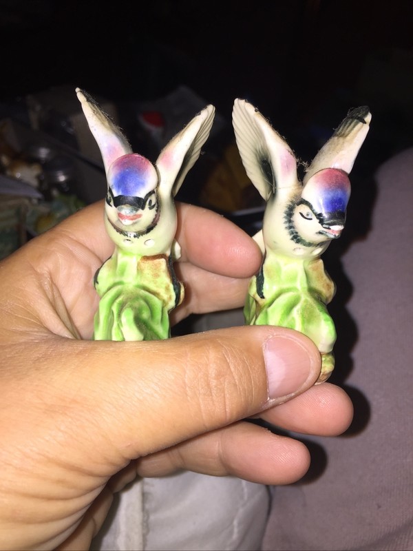 Vintage Porcelain Blue Jays Salt And Pepper Shakers Made In Japan