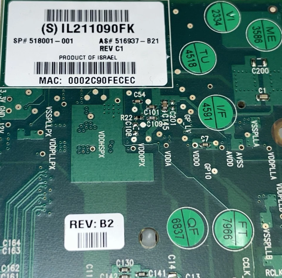 Mellanox HP:518001-001 2x Port ConnectX-2 PCIe x8 10GBe SFP+ Netzwerkkarte FP - Bild 3 von 3