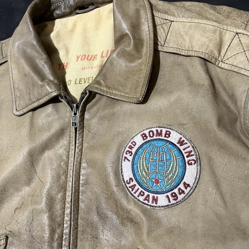 Top Gun Leather Jacket Vintage Airborne Seabees Bomber Patches G2 A1 Julian 80s - Picture 5 of 16