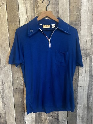 Vintage 1970's Brunswick Bowling Collared Shirt Blue Medium