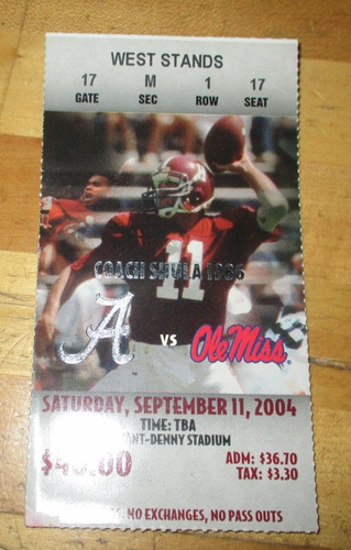 2004 Alabama Crimson Tide vs. Ole Miss Rebels Ticket - 11.09.2004 Spiel - Bild 1 von 2