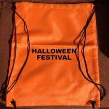  6. NEW Bright Orange "Halloween Festival" Trick or Treat Drawstring Bag-Pouch