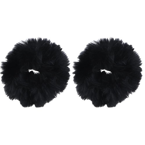 RARE 3 JOCELYN FAUX FUR BLACK GRAY BEIGE SCRUNCHIE HAIR TIE WRAP BAND ACCESSORY il_fullxfull.5229858300_aaqd.jpg main image 4