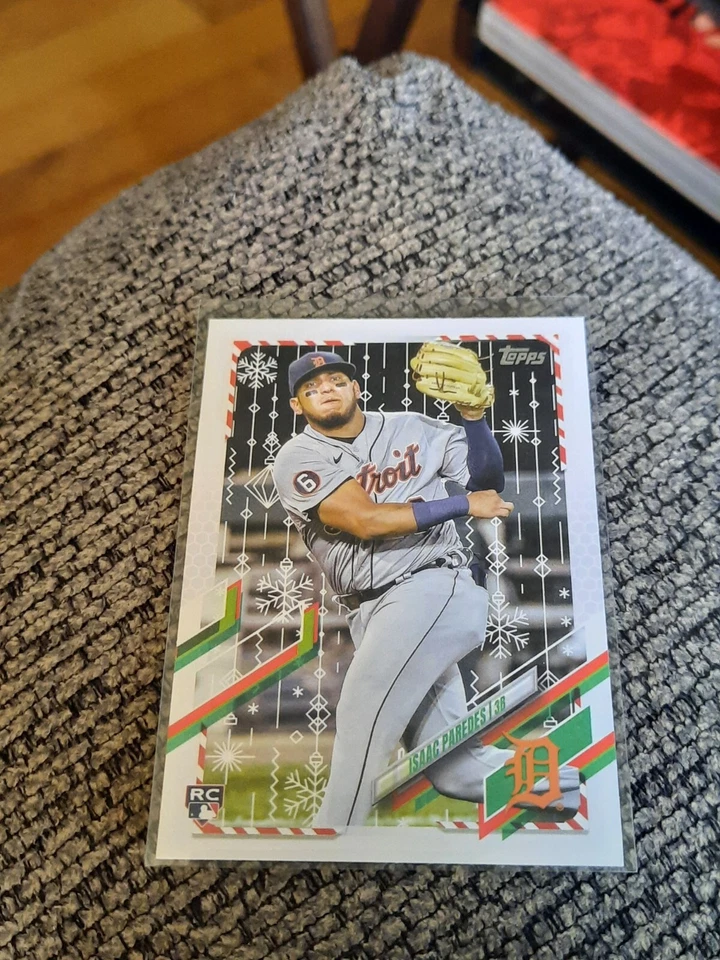 2021 Topps Holiday Baseball Isaac Paredes RC HW120 3 Card Lot Tampa Bay Rays  - Image 3 of 3