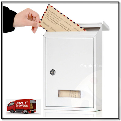 Wall Mount White Mail Box Heavy Duty Small Mail Boxes Horizontal Mailbox Home Se