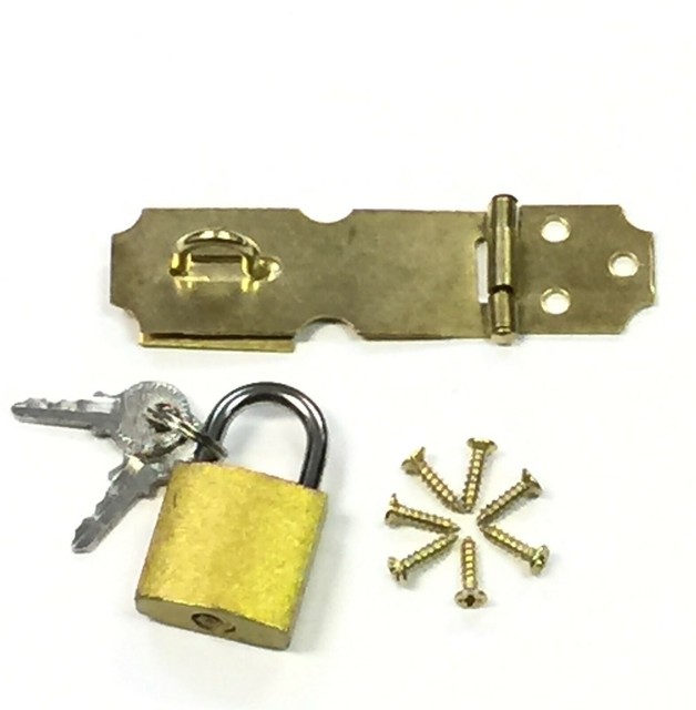 Buy 2 get 2 Free Brass Door Latch Metal Hasp Padlock w/ Key Set eBay