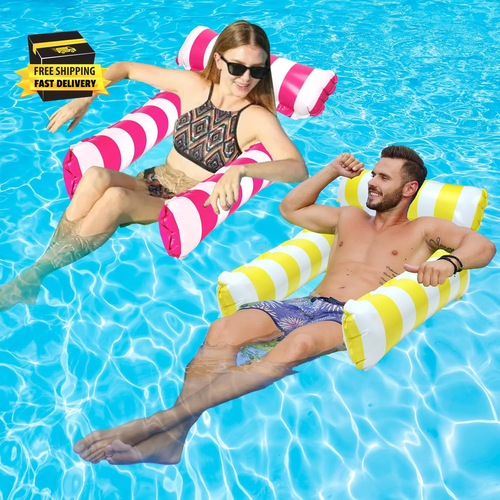 2 Pack Inflatable Pool Floats 4-In-1 Pool Hammock with Bottom Mesh 3 Tubes Infla