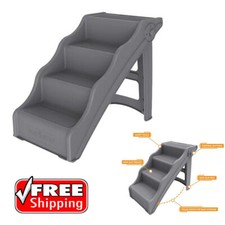Foldable Pet Stairs 4 Non-slip Steps Dog Ladder with Support Frame for High Bed