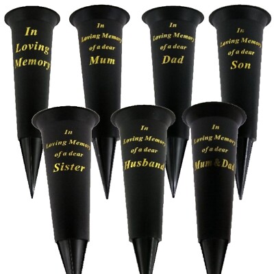 Grabdenkstachel Blumenvase mit Einsatz schwarz - Design wählbar