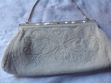 VTG 50's Ivory Beaded Handbag Evening Purse