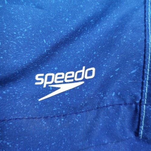 Speedo Swim Trunks Men's Medium Blue Printed Surfing Shorts Elastic Waist Flaws - Picture 2 of 18