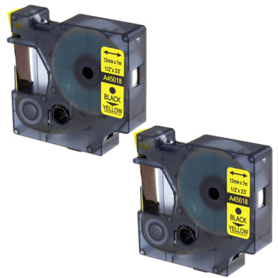 Schriftband für Dymo LabelManager 100 120P 150 A45018, schwarz auf gelb
