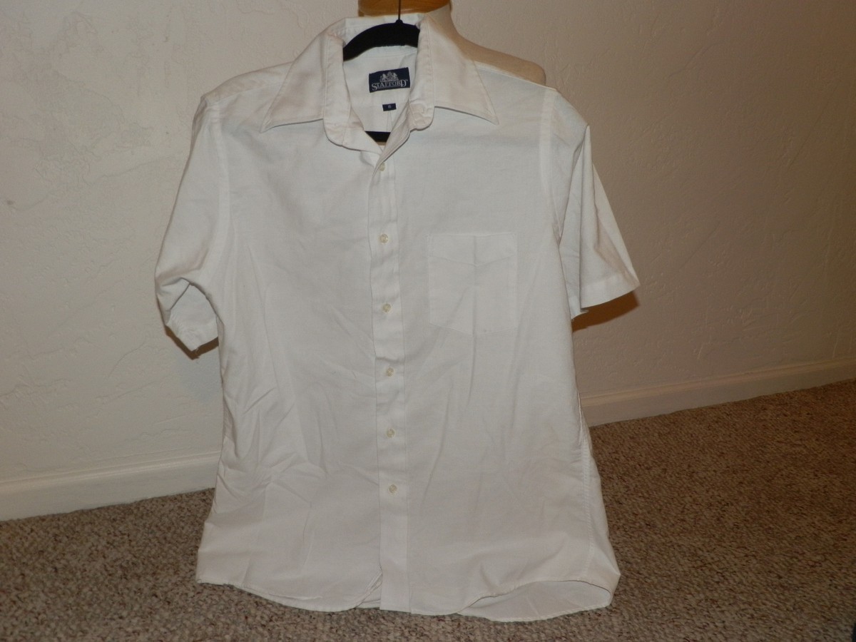 stafford white short sleeve dress shirts Mens Shirt size 16 White Stafford shirt size 16 White shirt size 16 Dress  Shirt
