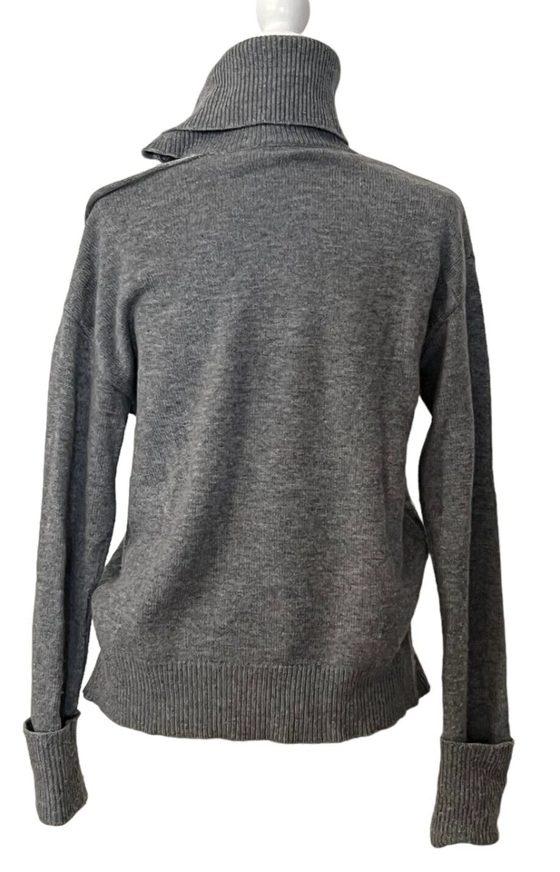 Suéter PAIGE Gris Mezcla de Lana Corte Cuello Alto XS Puño Acanalado Dobladillo Asimétrico Foto 3 de 4
