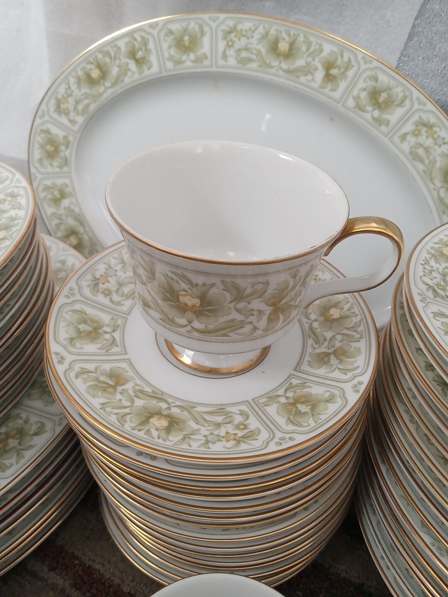 78pcs. Sango Savannah 3723 Green Gold Floral China Service OR U