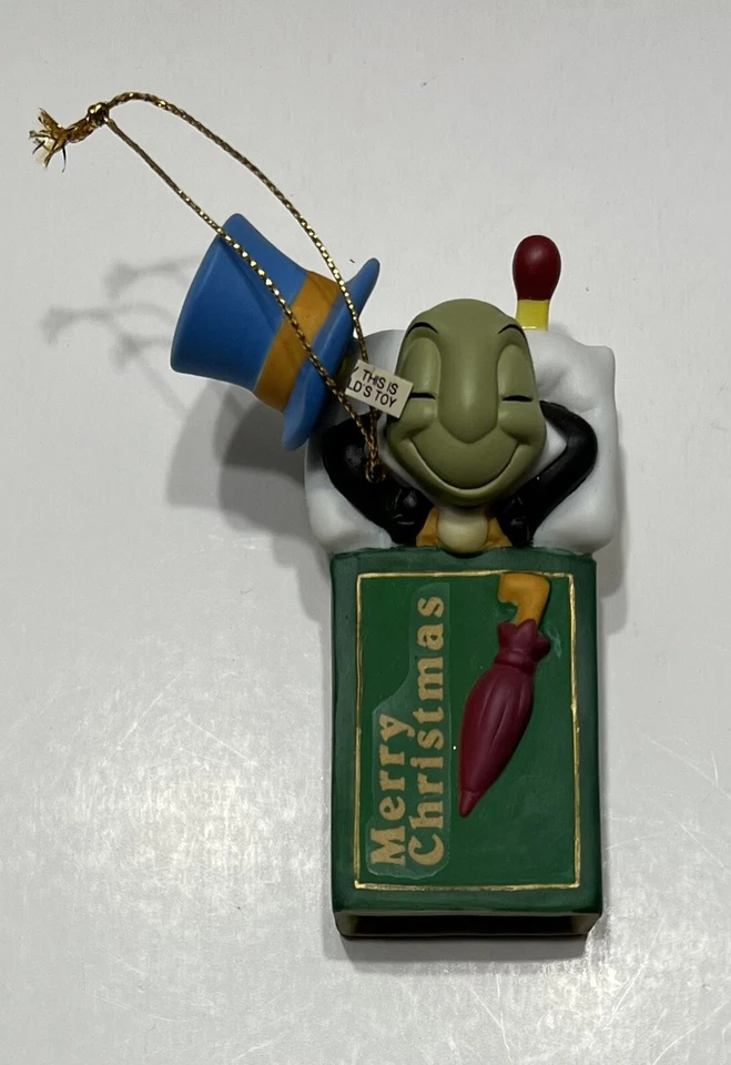 Disney Grolier Edición Dorada Jiminy Cricket Matchbox Caja de Adornos de Navidad RARO Foto 2 de 4