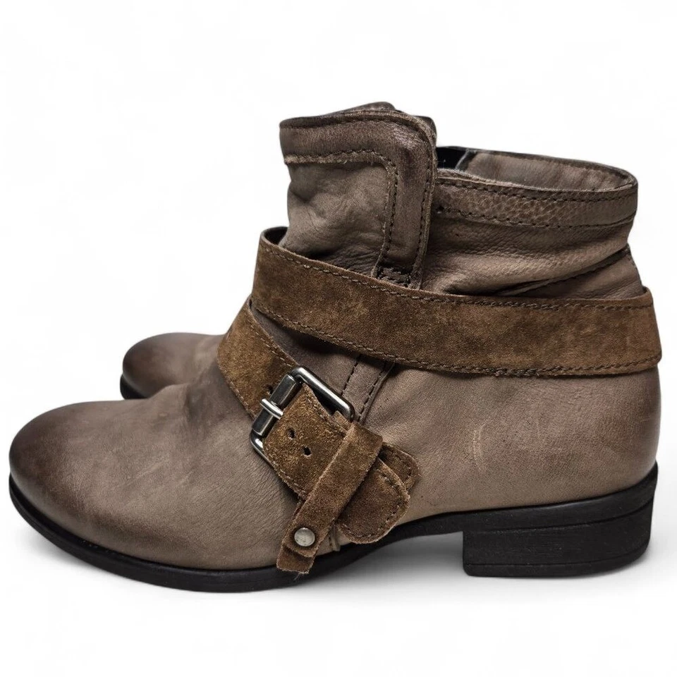 Miz Mooz Spencer短靴女式复古风格皮革扣侧7.5至8 — 第 3/4 张图片