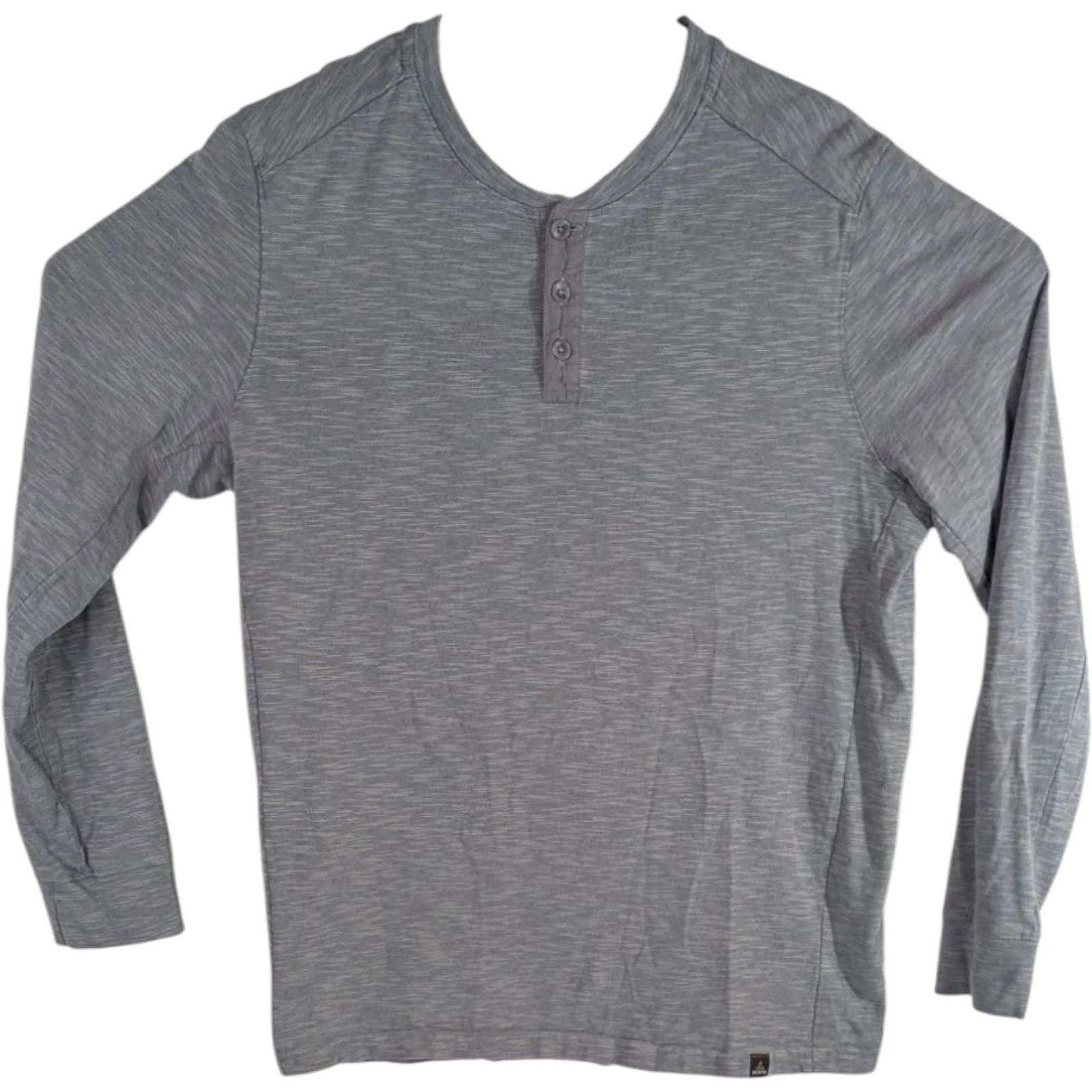 Gray Prana Shirt Long Sleeve Mens Medium Breathe Henley Button Collar Grey