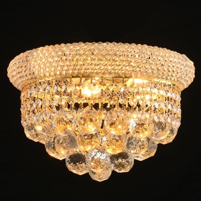 12.6'' Flush Mount Ceiling Light Modern Gold Crystal Mini Chandelier Light Fix...