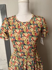 Lularoe Amelia S Zipper Pleated Dress with Pockets Small  Fruit Pattern UNICORN