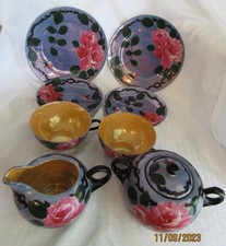8-pc Japanese Lusterware Tea Set Sugar, Creamer, Cups, Saucers  Dessert Plates
