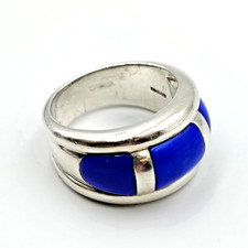 Designer CNA Sterling Silver 925 Lapis Lazuli Band Style Ring Sz 8