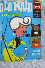 Vintage 1959 Old Maid Card Game Circus Edition 35 Cards Missing Instruction Card