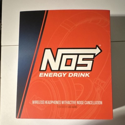 NOS Energy Drink Wireless Headphones Black Bluetooth ANC Dual Mics 40mm Driver