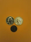 2 90% Silver Washington Quarters Uncirculated and Free 1943 Steel Penny. Lot.4