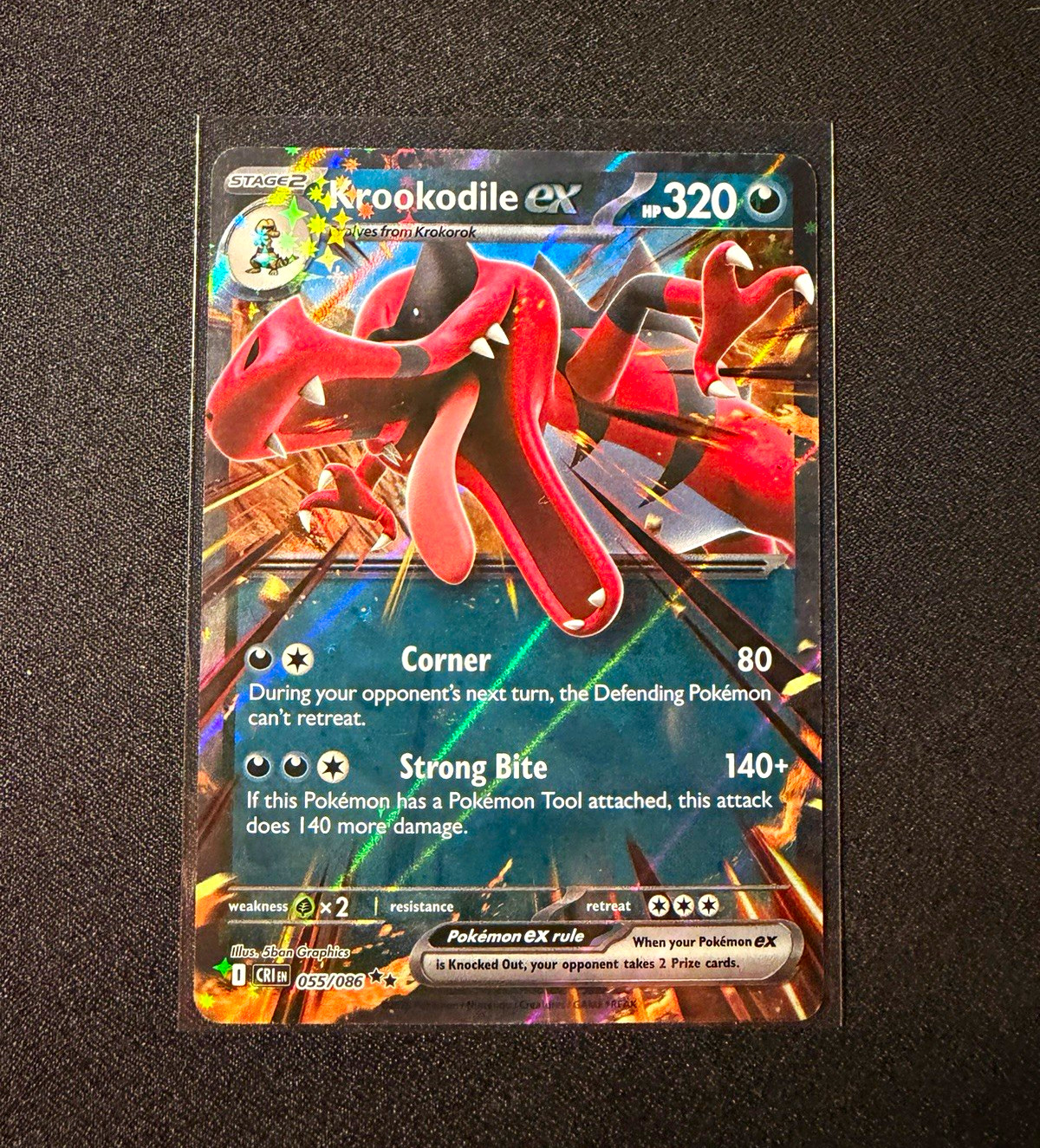 Pokemon TCG Krookodile ex 055/086 Chaos Rising Eng 320HP FA Holo